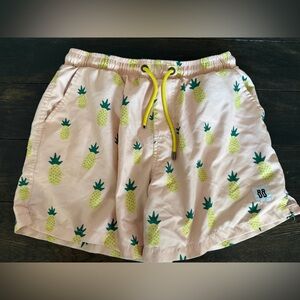 Pineapple Print Swim Trunks - Pink and Green